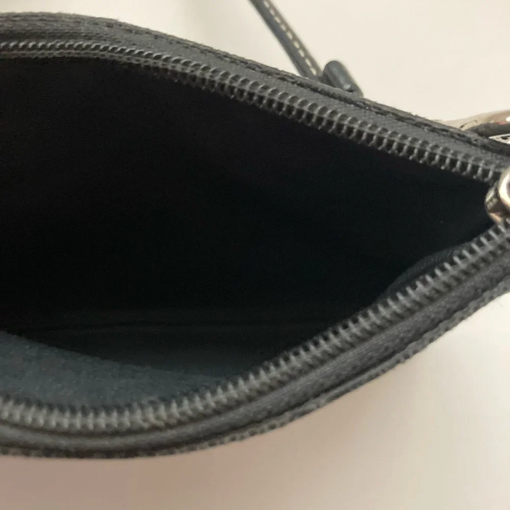 Coach Signature C Black Logo Canvas Wristlet - Picture 8 of 9